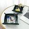 3-Pack PU Leather Jewelry & Desk Organizer Trays – Glossy Catchall Trays in 3 Sizes for Jewelry, Keys, Coins, Sunglasses, Watches, USB Cables, and More (Blackish Green)